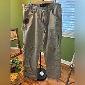 Wrangler Riggs Workwear Ripstop Pants Mens 36x34 beige/tan Cargo Canvas